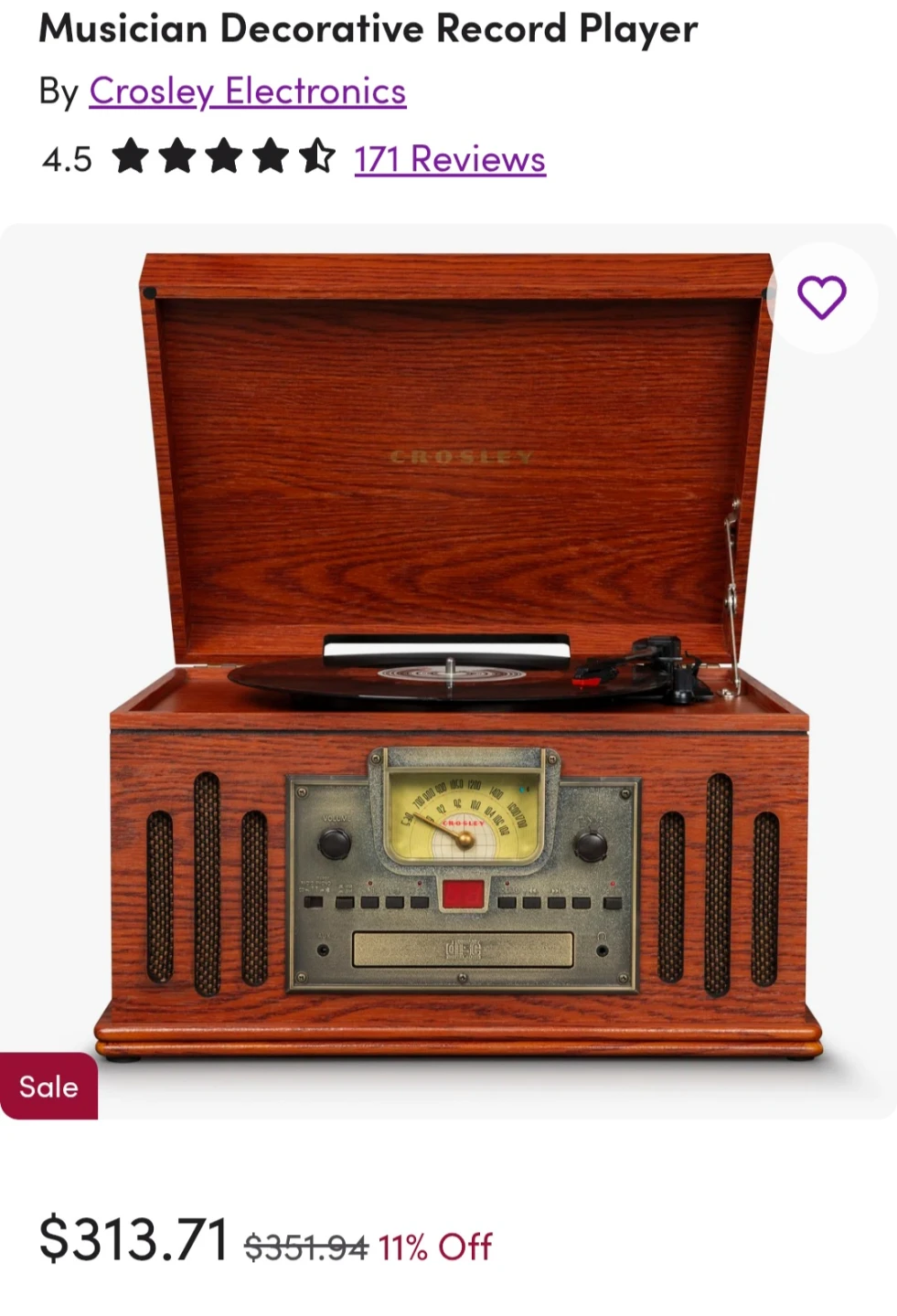 Crosley Decorative Record Player