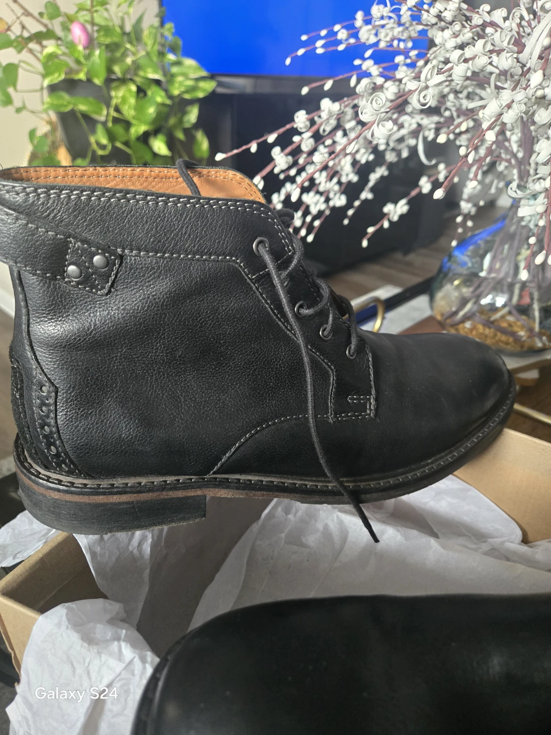 Clarks Black Leather Chukka Boots