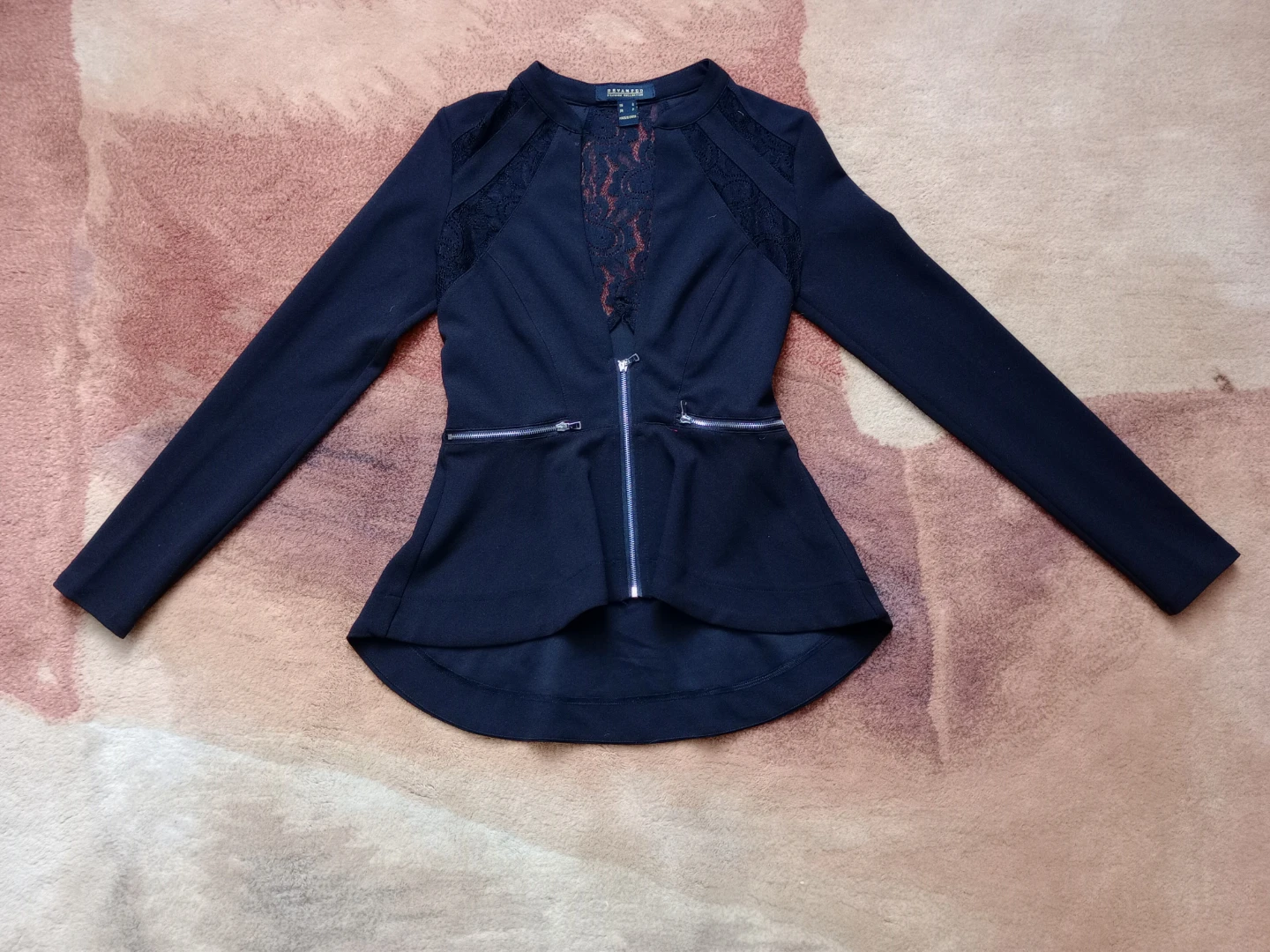 Revamped Black Lace Back Peplum Top