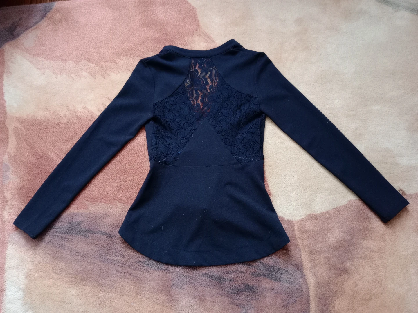 Revamped Black Lace Back Peplum Top - photo 2