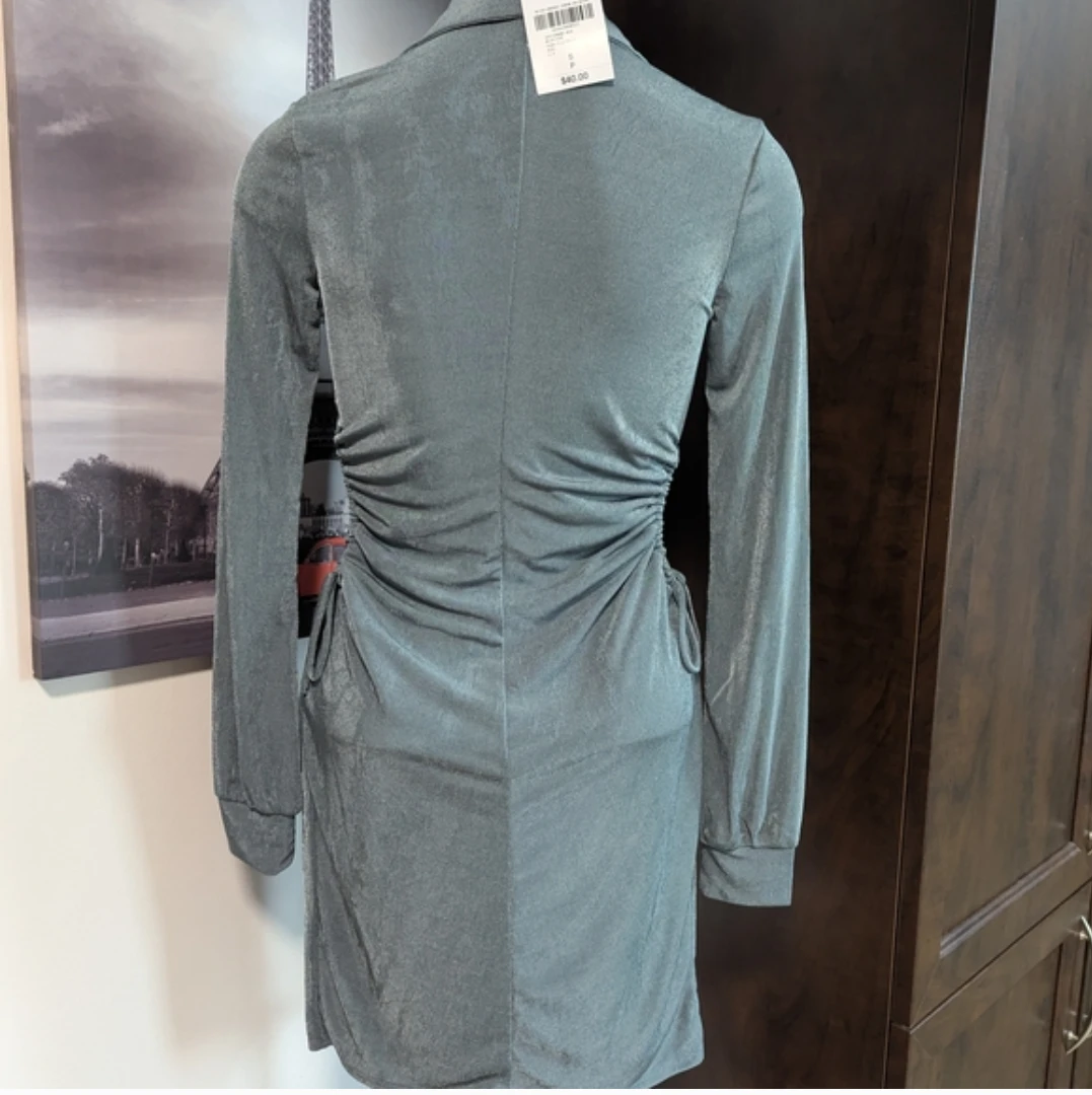 Grey Ruched Shirt Dress - photo 5