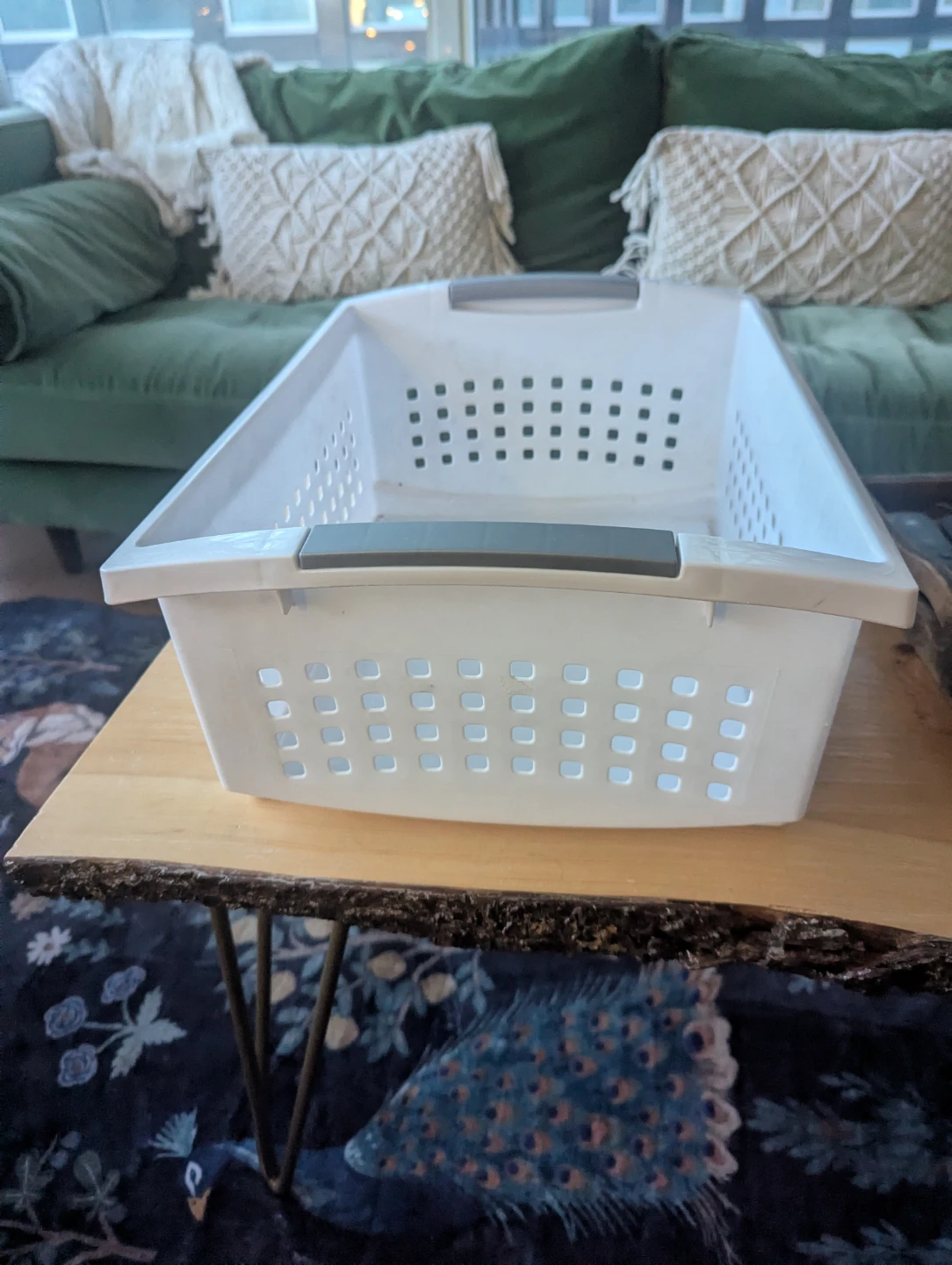 White Basket with Grey Handles