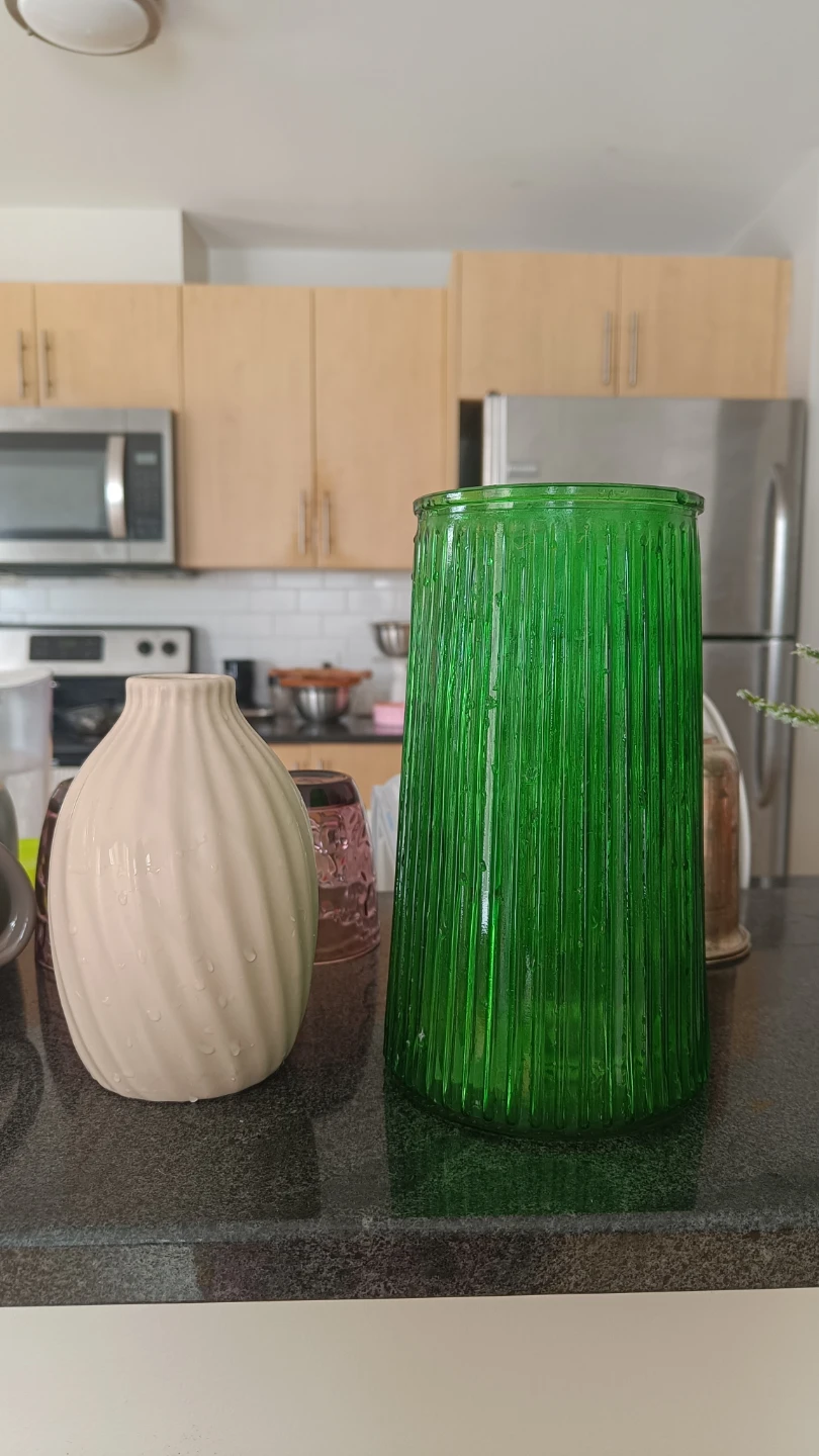 Green glass vase
