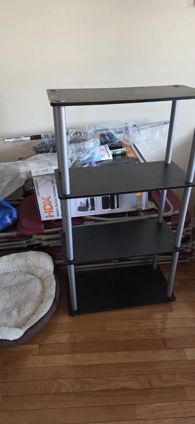 4-Tier Black Metal Shelf Unit