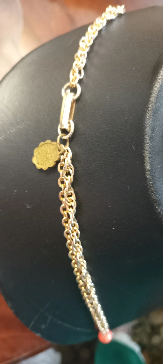 Gold-tone layered necklace with orange beads - photo 2