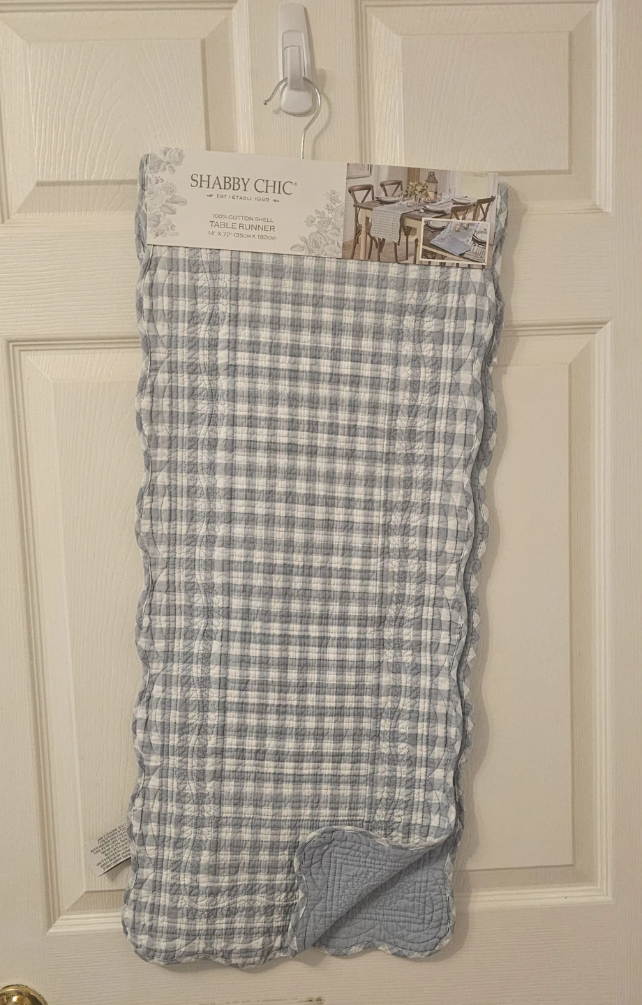 Blue and White Shabby Chic Checkered Table Runner