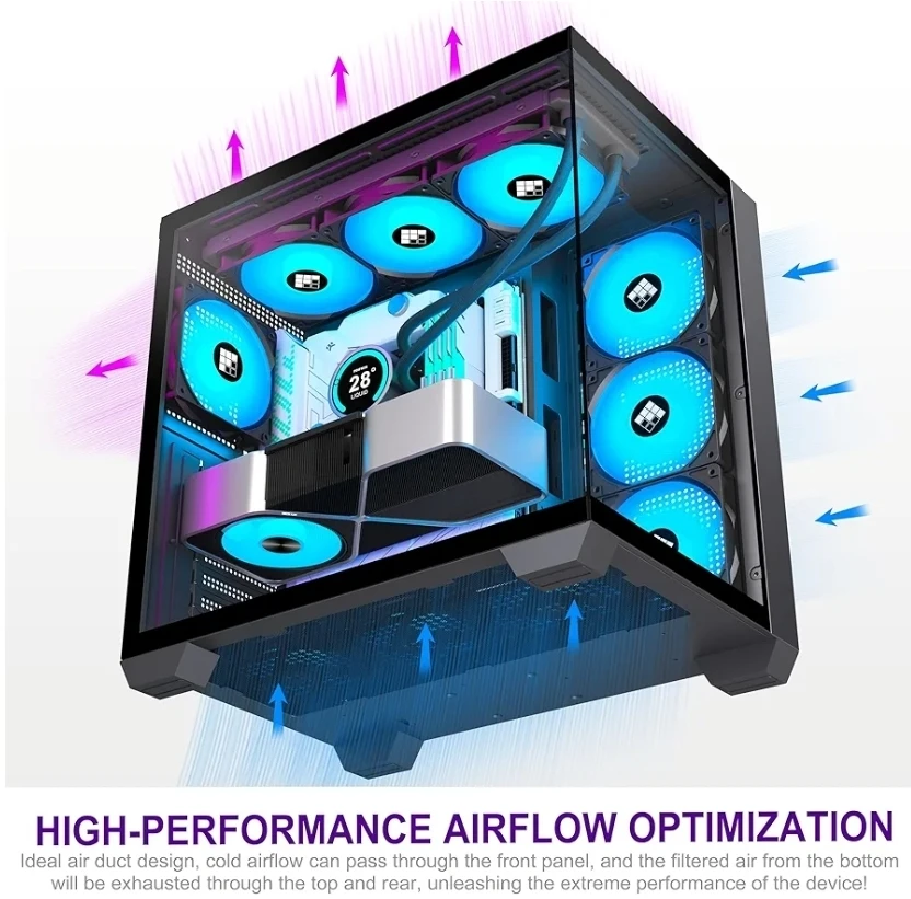 Pre-Installed 7 PWM ARGB Fan, ATX Mid-Tower Gaming PC Case - photo 4
