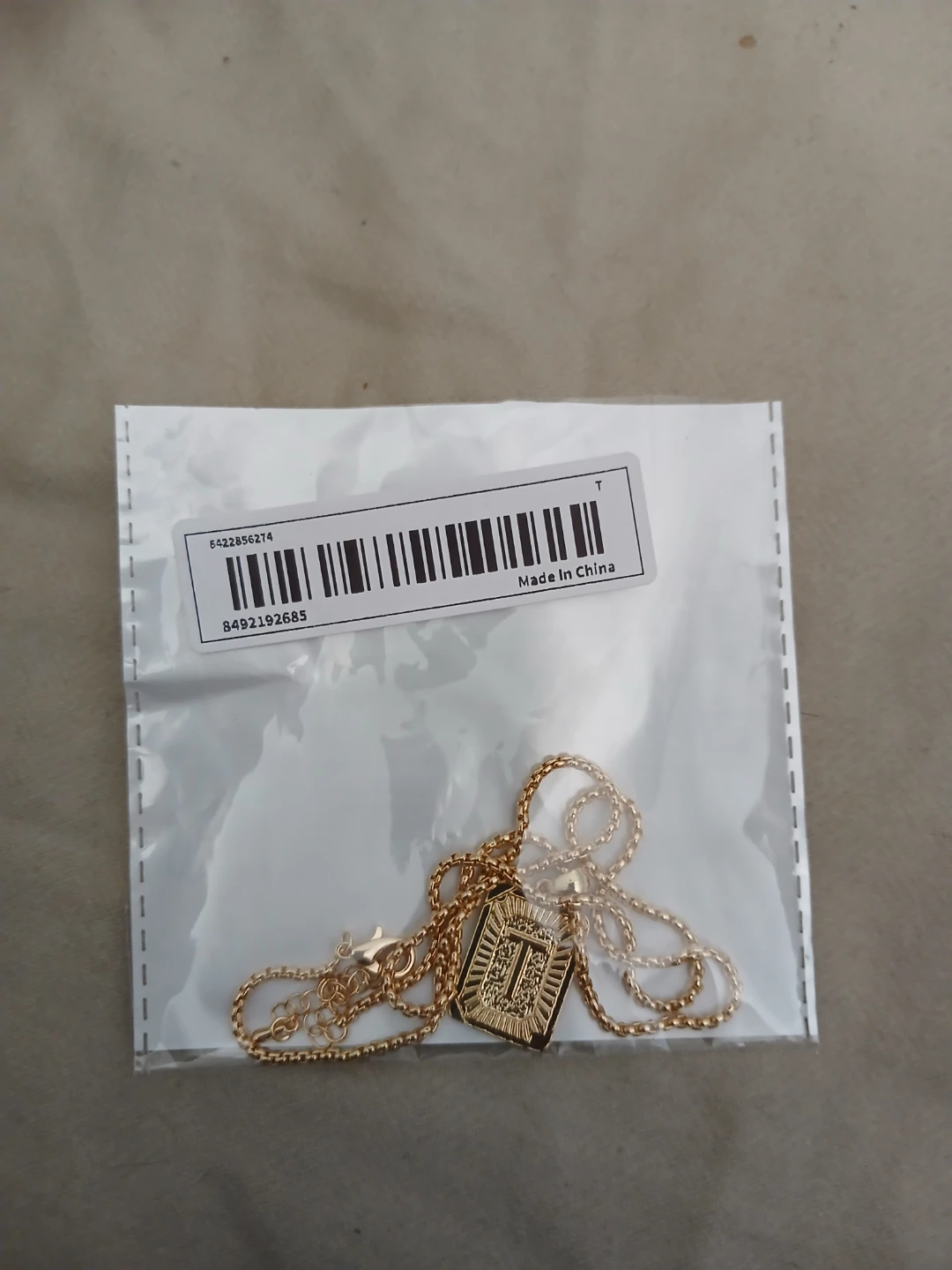 18K Gold Plated Zinc Alloy Letter T Pendant Necklace - photo 2
