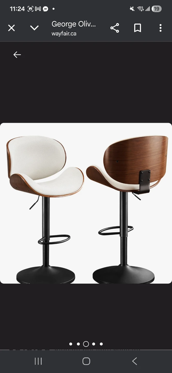 George Oliver Adjustable Swivel Bar Stools (Set of 2)