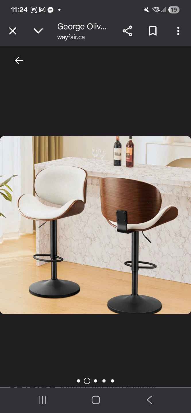George Oliver Adjustable Swivel Bar Stools (Set of 2) - photo 3