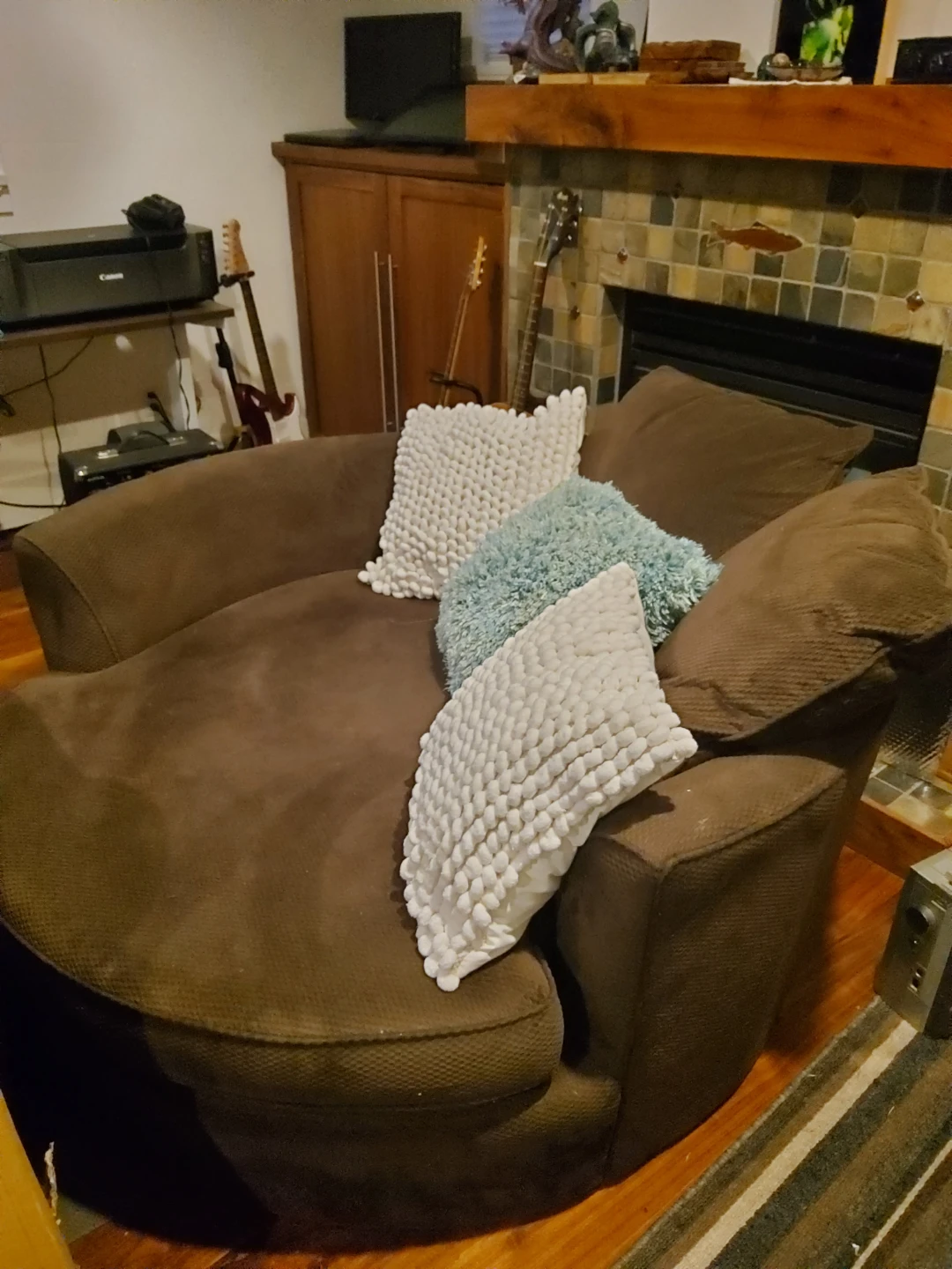 Costco Cuddler Chair with all pillows shown