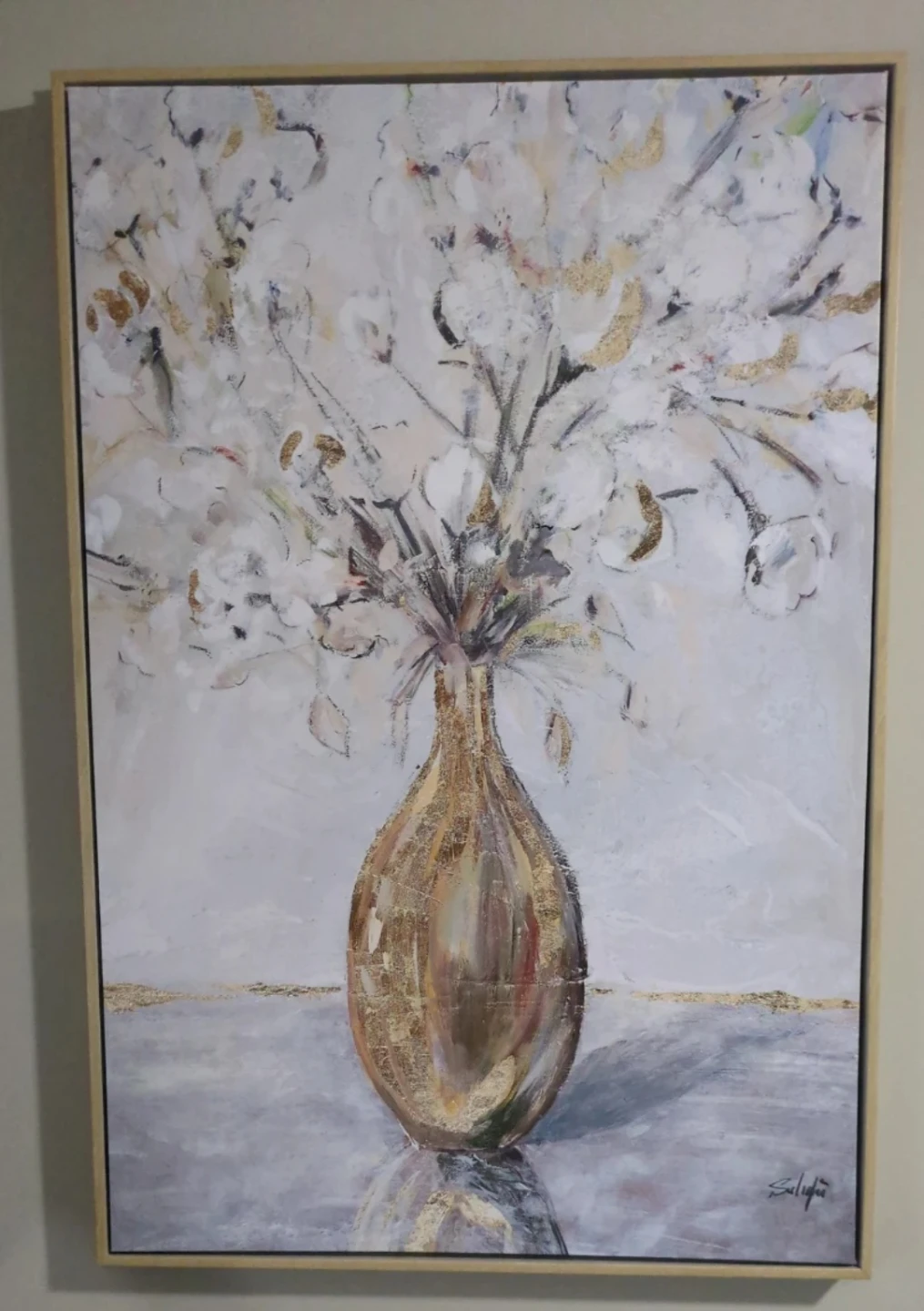 Framed Floral Art Print with Gold Accents - photo 2