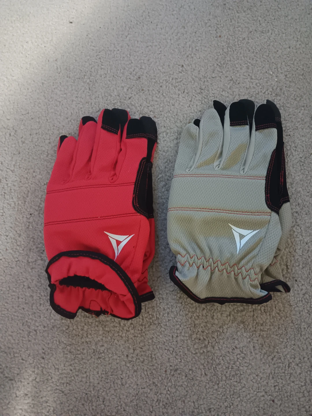 Pair of Red and Grey Work Gloves