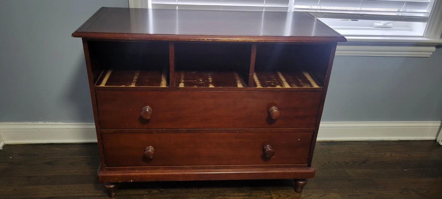 Wooden Dresser with 3 Open Shelves and 2 Drawers