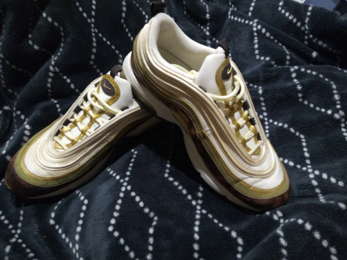 Nike Air Max 97 Gold & White Sneakers - photo 2