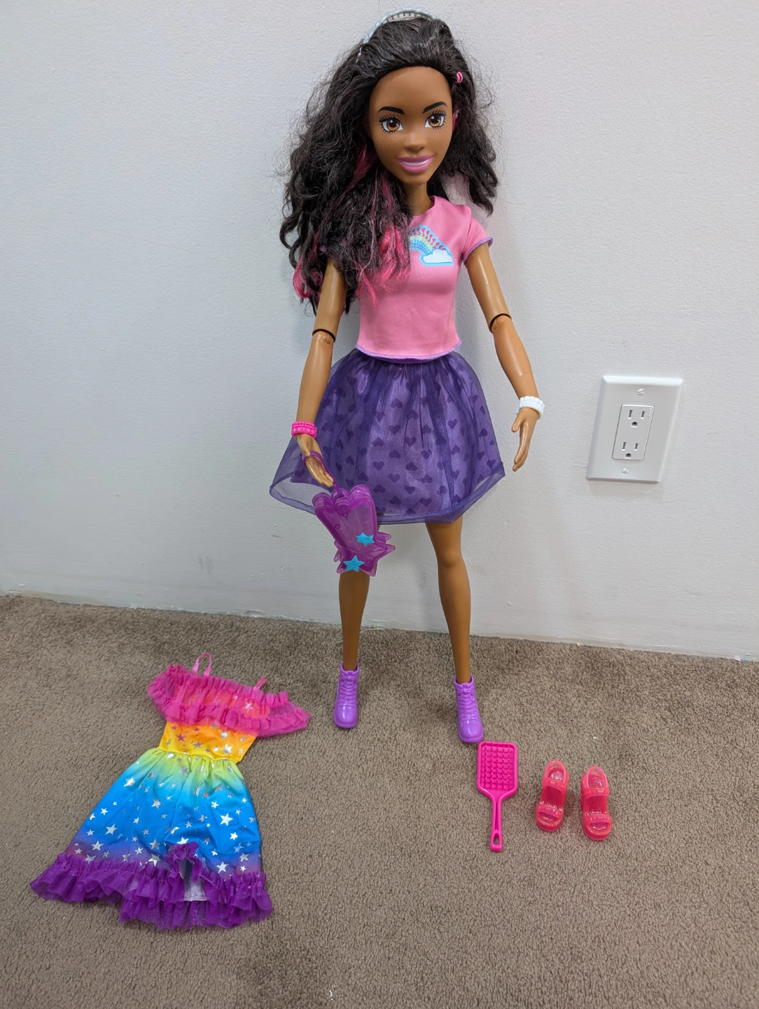 28" Barbie Fashionista Doll with Rainbow Dress - photo 5
