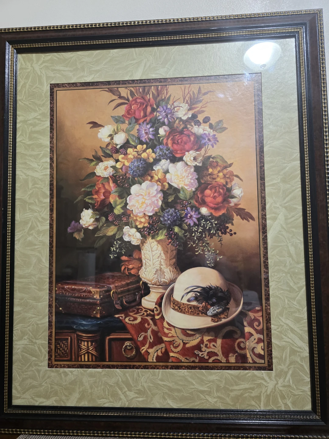 Large Vintage Home Interiors Floral Art - Travel & Fashion Theme