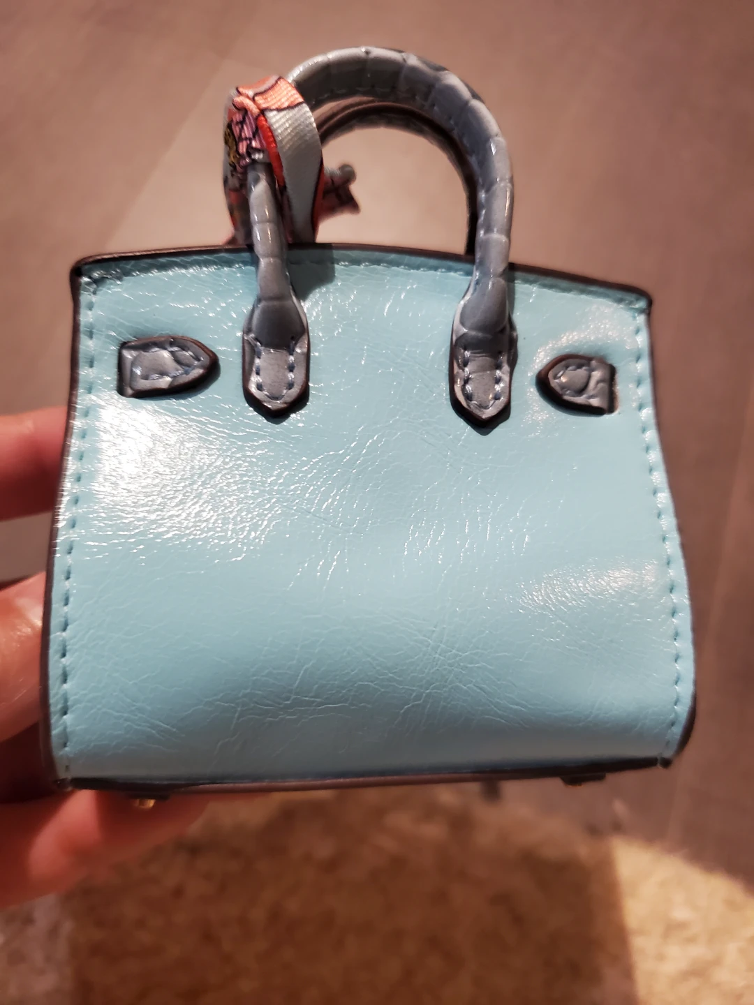 Light Blue Mini Handbag Coin Purse Key Chain - photo 4