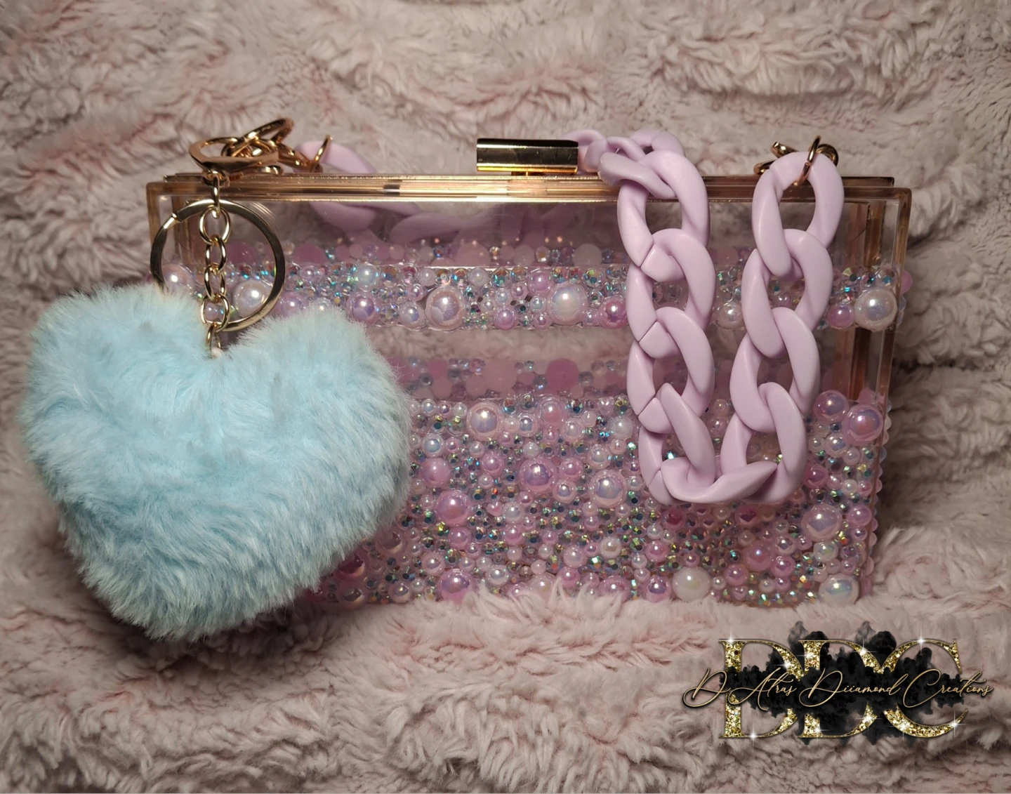 Hand Designed Clutch with Pearls and Heart Charm - photo 3
