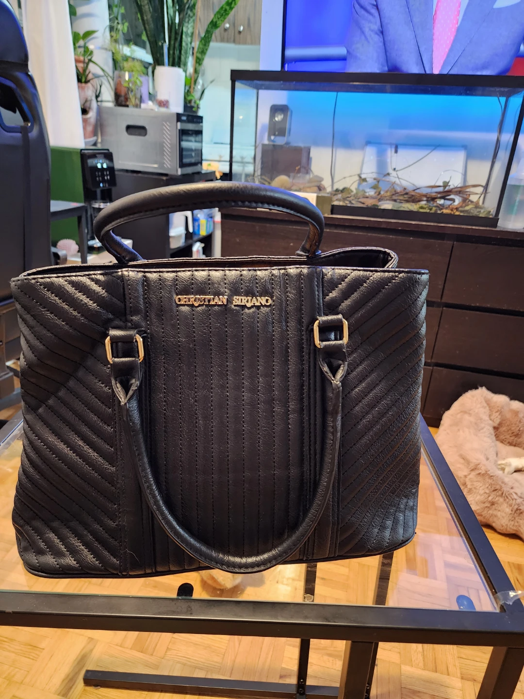 Christian Siriano Black Quilted Tote Handbag