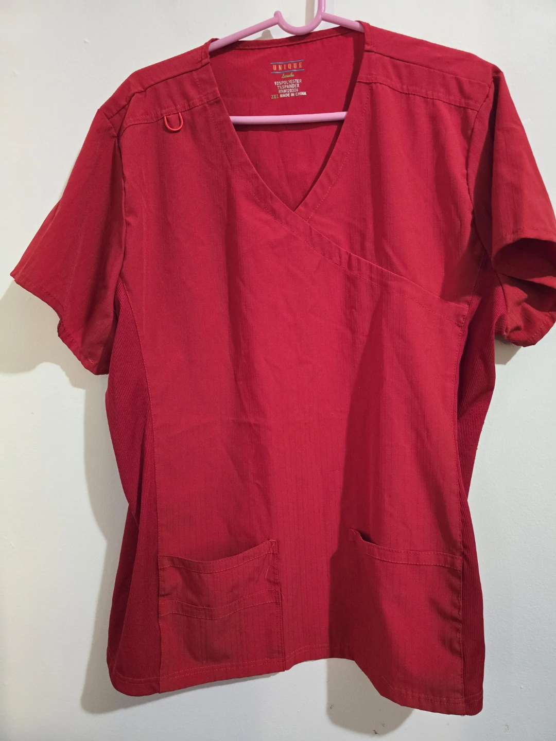 Red Unique Scrubs V-Neck Wrap Top Size 2XL - photo 5