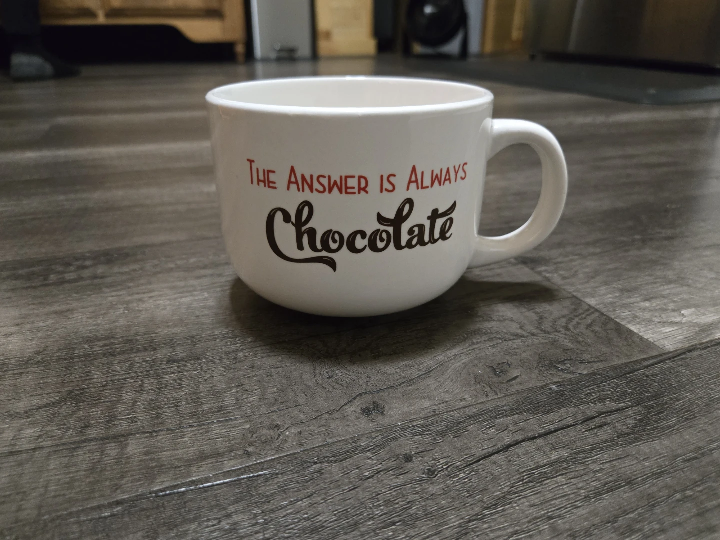 White "The Answer Is Always Chocolate" Mug