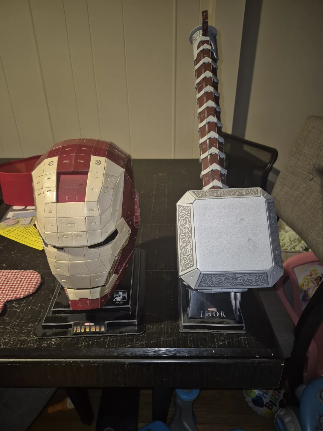 Marvel Iron Man Helmet & Thor Hammer Display Set