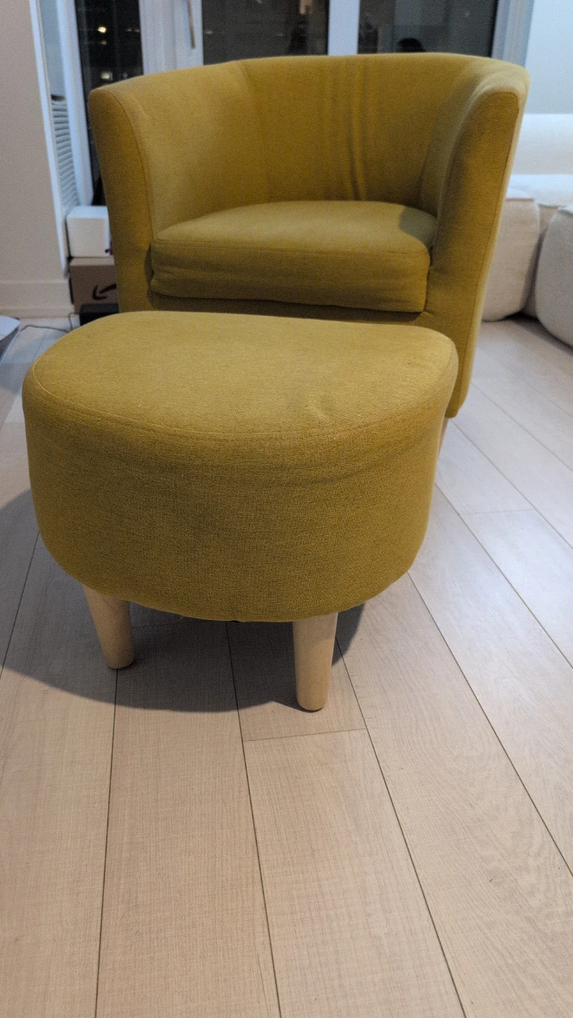 Modern accent chair upholstered arm chair ottoman footrest - photo 3