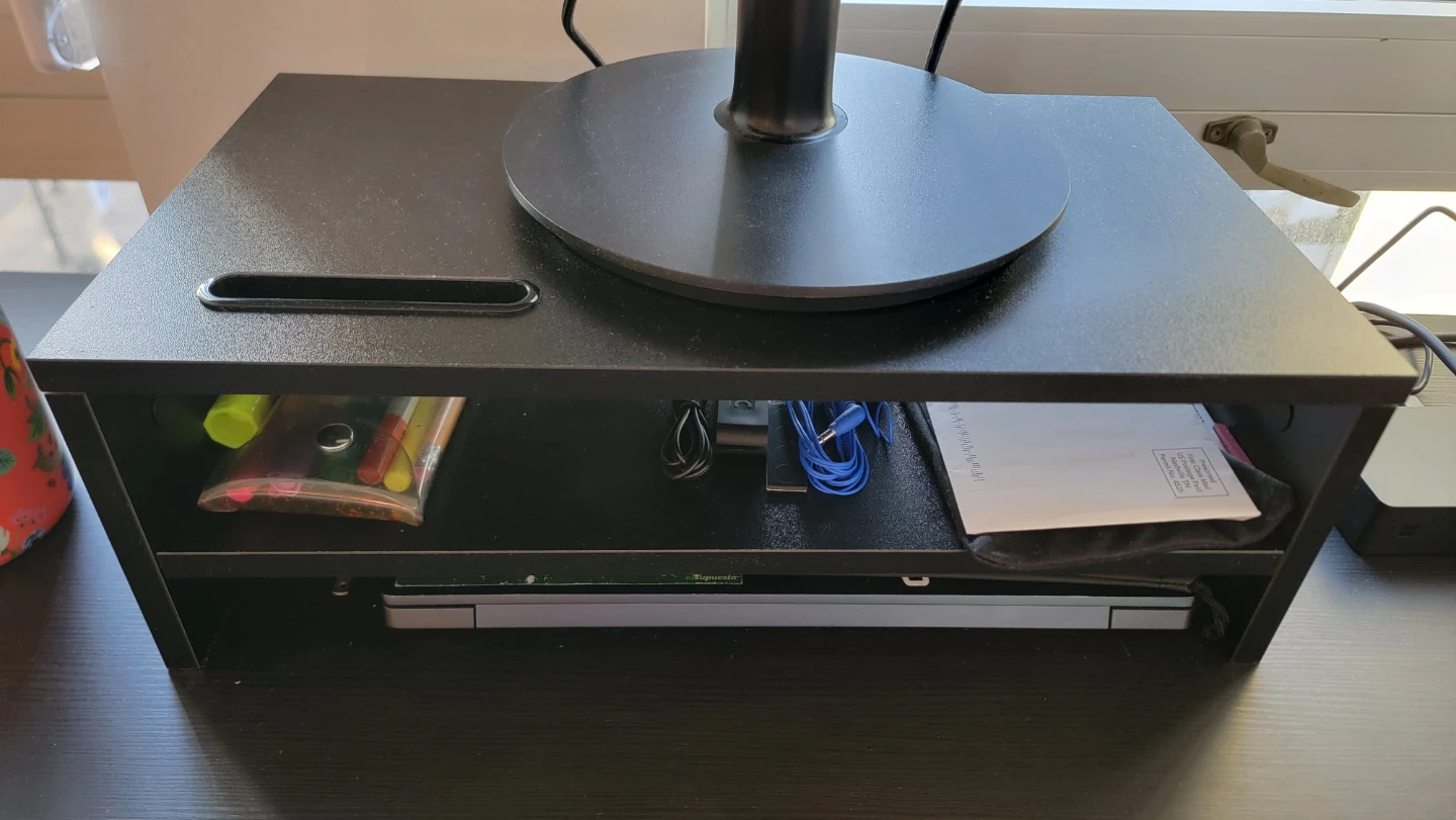 Black Monitor Stand with Storage and Cable Management - photo 2