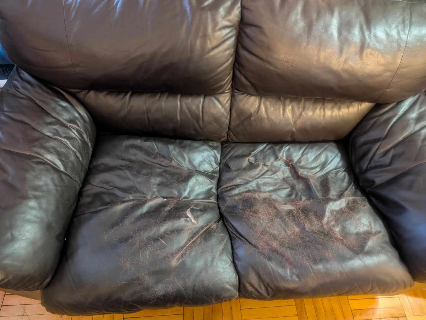 🧡Brown Leather Sofa
