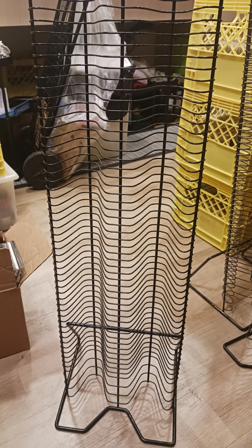 Black metal media rack