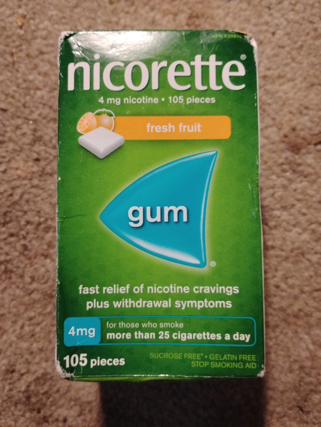 Nicorette Fresh Fruit Gum, 4mg Nicotine, 105 Pieces