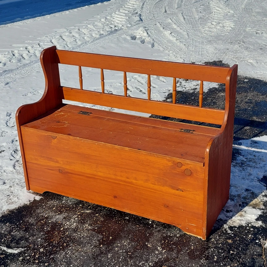 Wooden Storage Bench with Backrest - photo 2