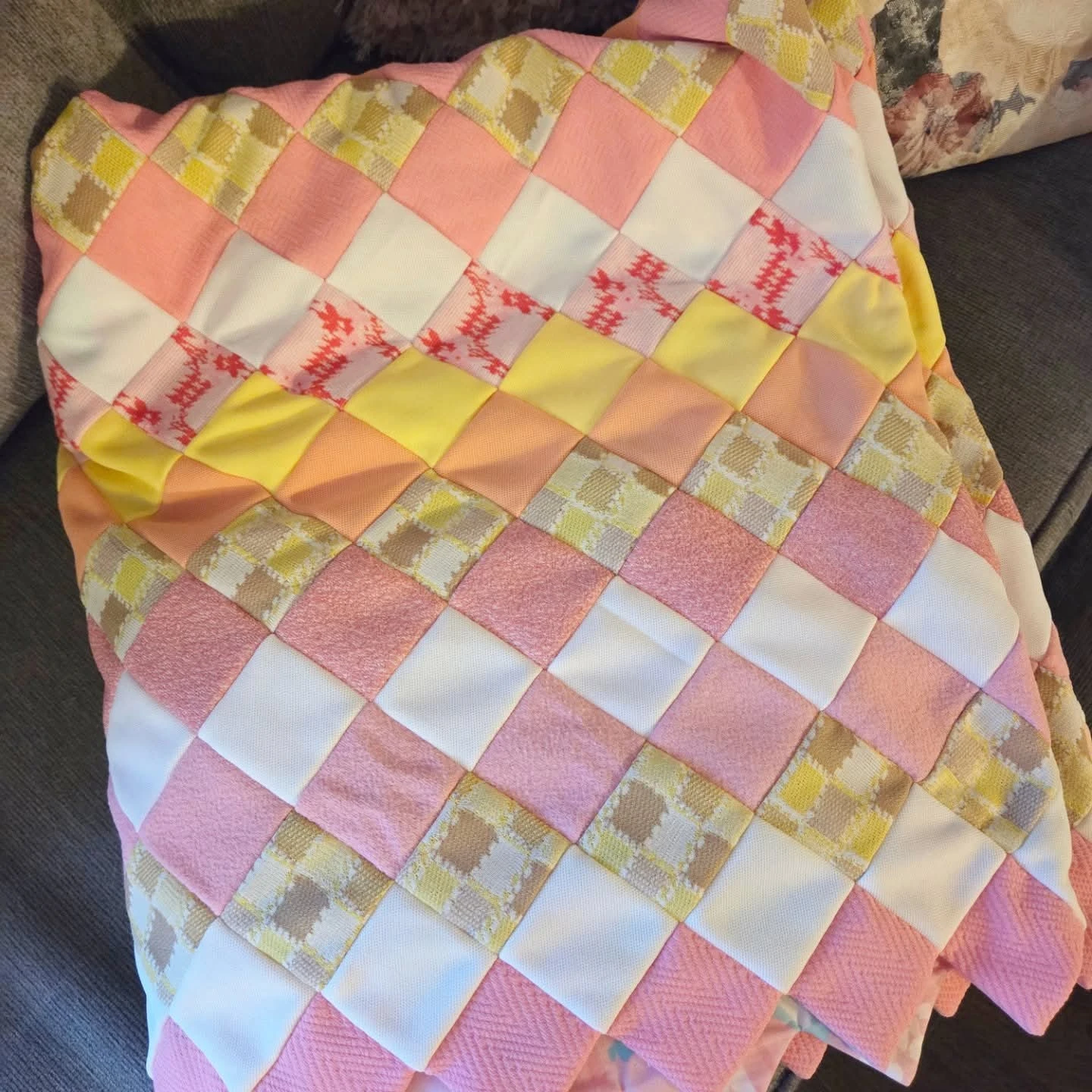 Handmade blanket made with vintage material