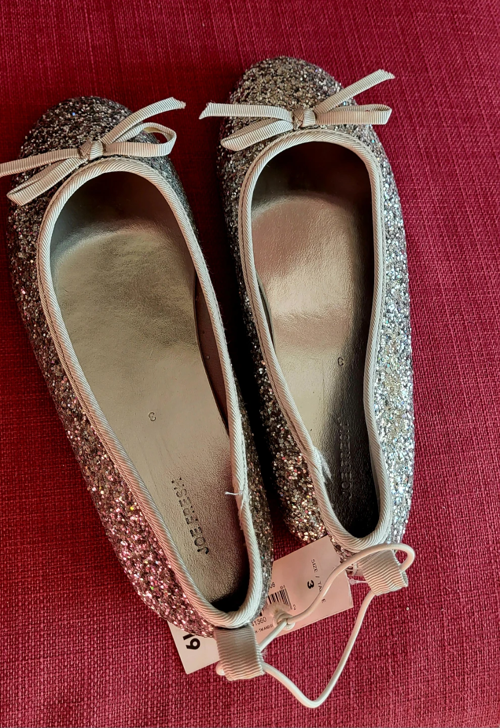 Joe Fresh Silver Glitter Ballet Flats - Size 3