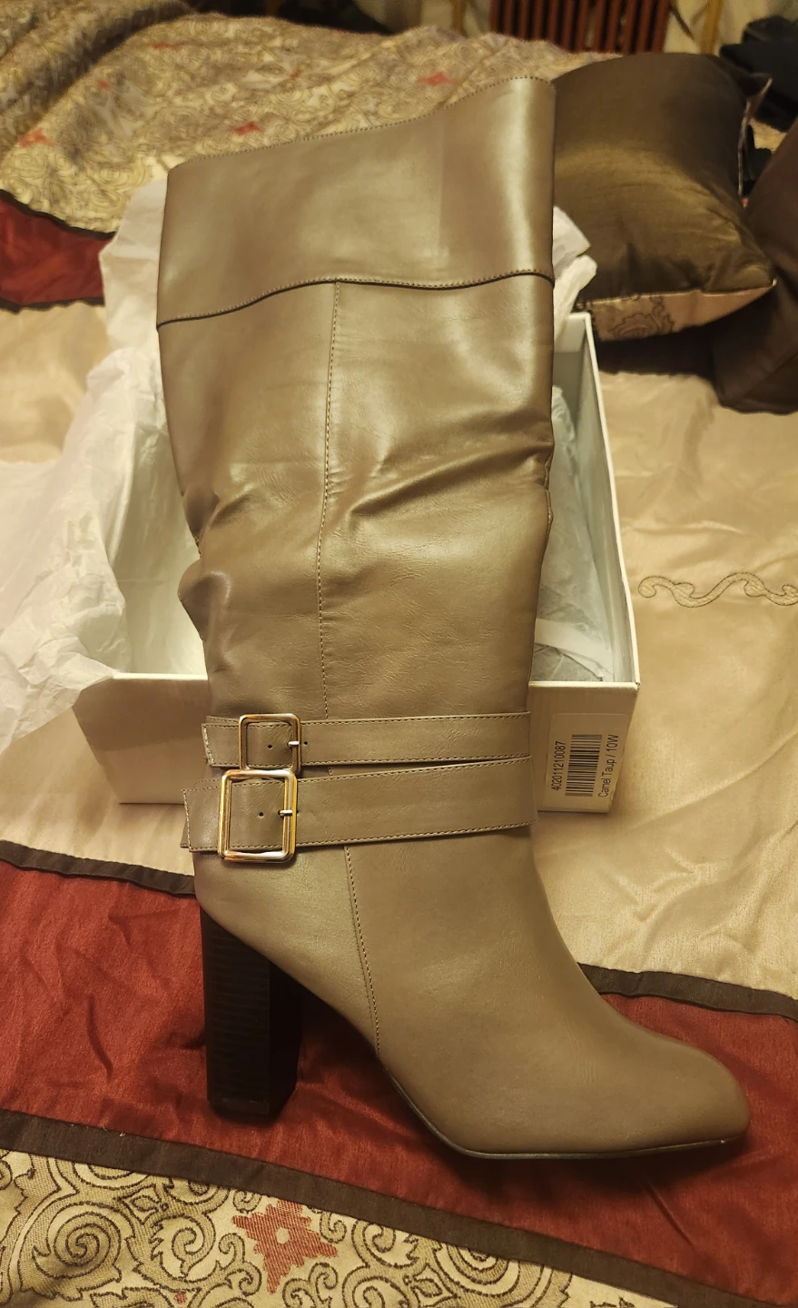 Ashley Stewart Women's Taupe Tall Boots Size 10W