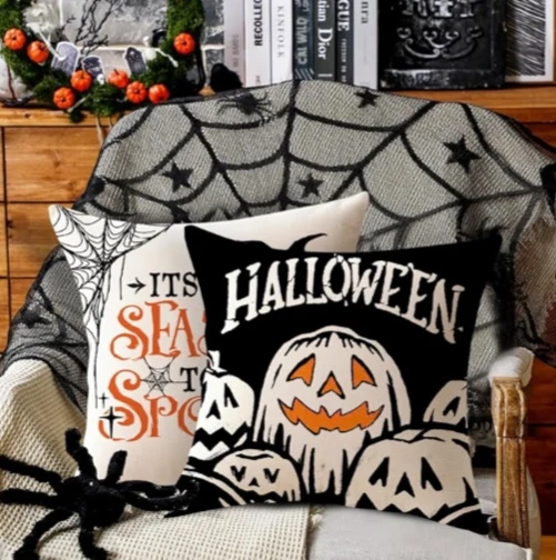 🏆 NEW!  4 Halloween Throw Pillow Covers Set - photo 3