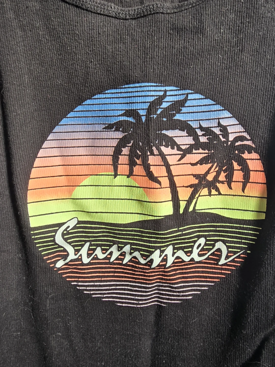 No Boundaries Black "Summer" Palm Tree Tank Top - Size M (7-9)