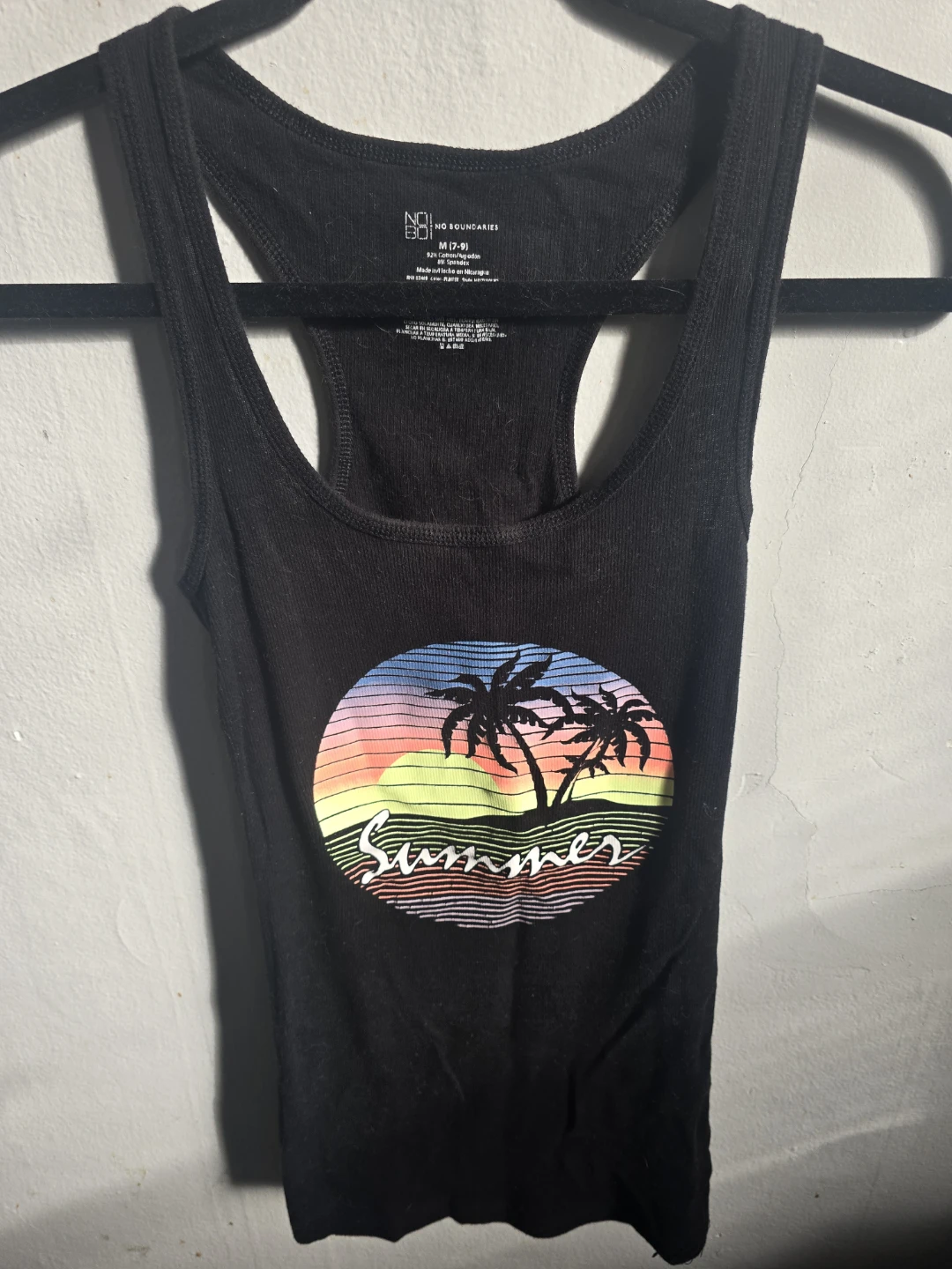 No Boundaries Black "Summer" Palm Tree Tank Top - Size M (7-9) - photo 4