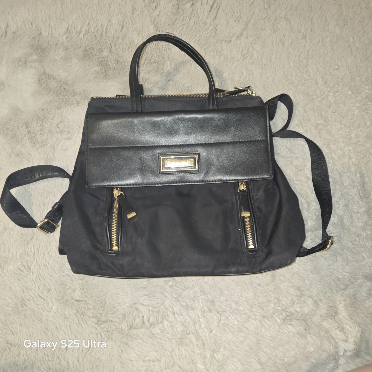 Calvin Klein Black Nylon Backpack with Faux Leather Trim - photo 2