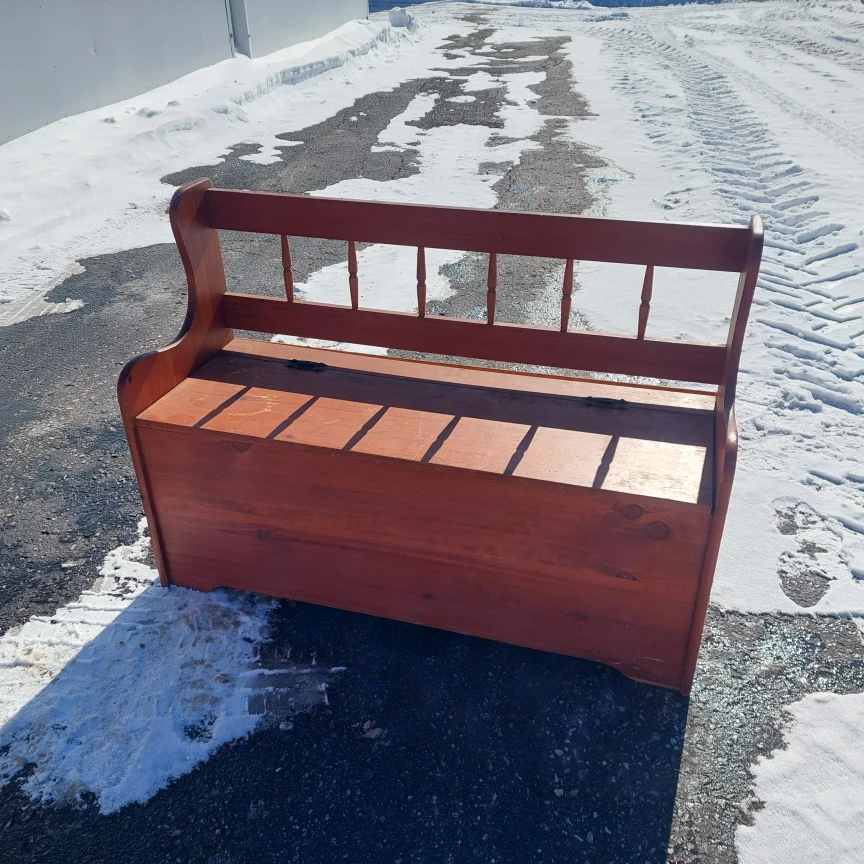 Wooden Storage Bench with Backrest