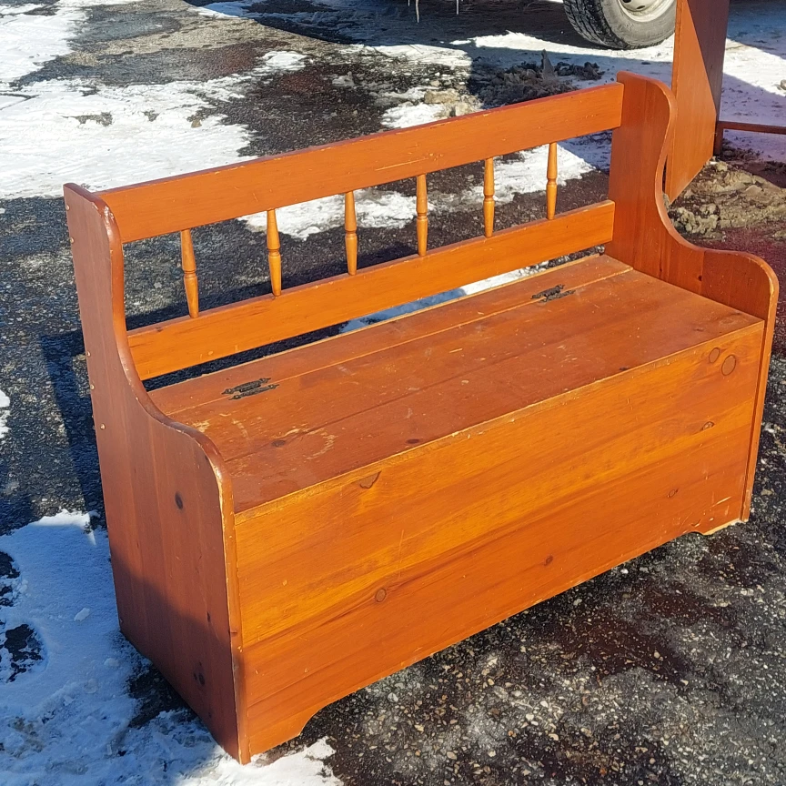 Wooden Storage Bench with Backrest - photo 3