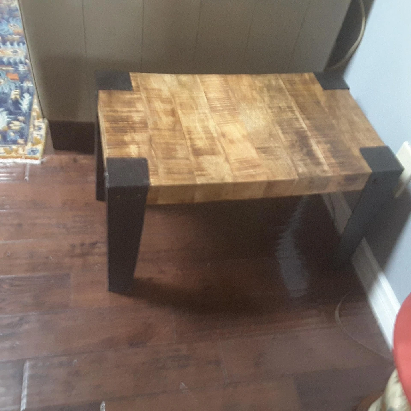 Wooden Coffee Table with Dark Metal Legs
