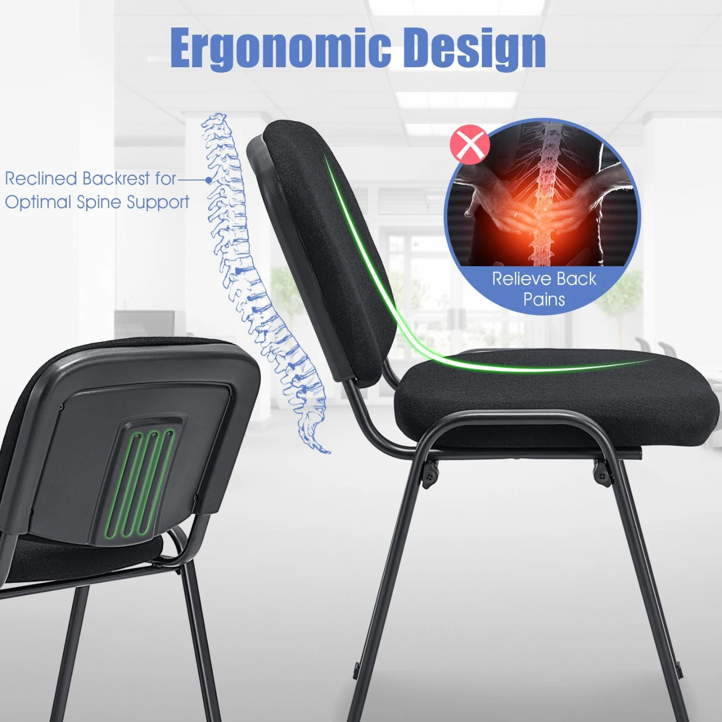 New Black Stackable Conference Chairs (Set of 5) - photo 2