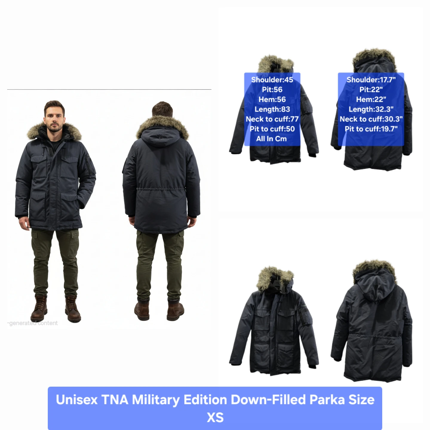 Unisex TNA Men's Military Edition Down-Filled Parka Size XS
