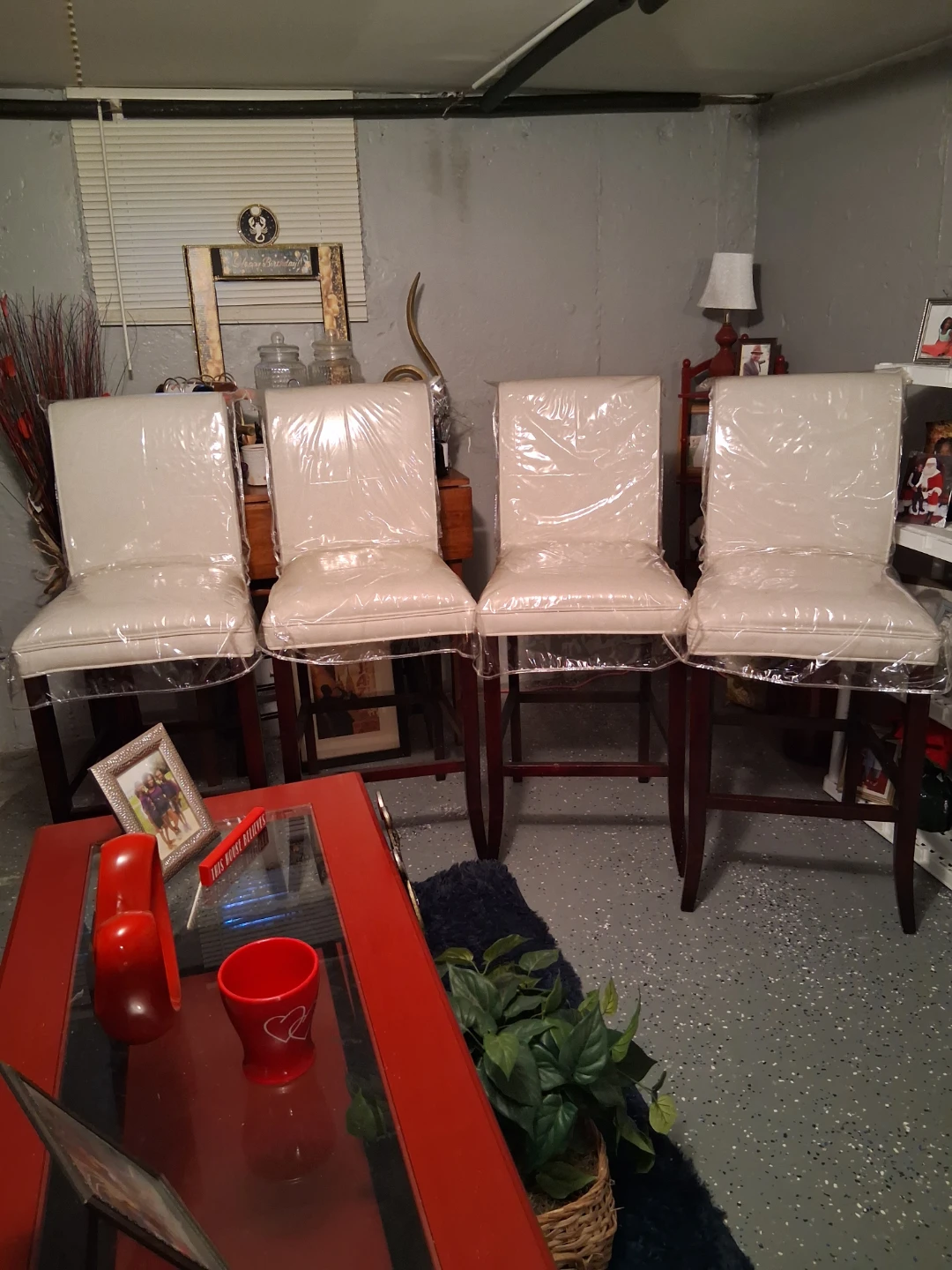 Set of 4 Upholstered Bar Stools