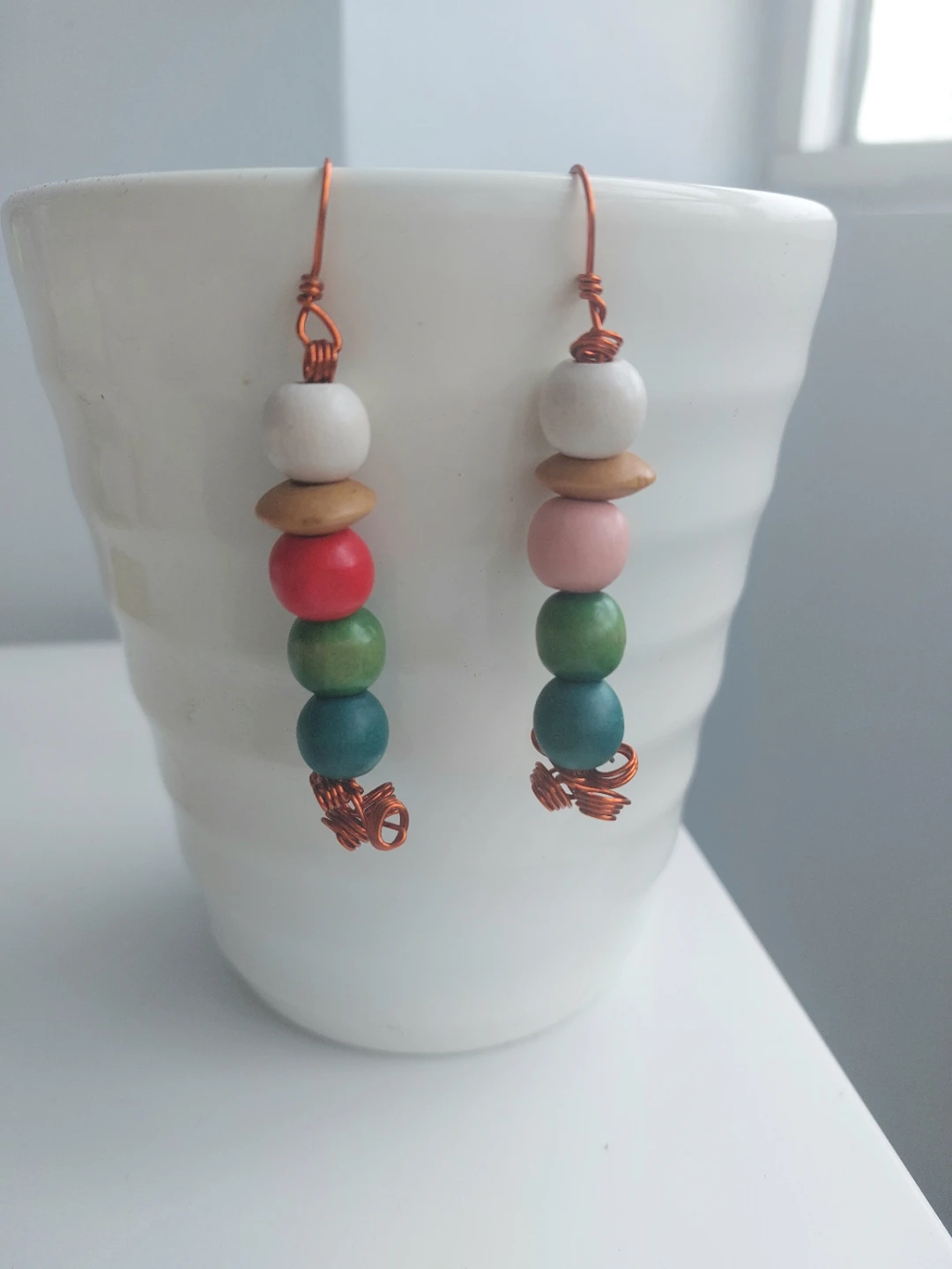 Handmade Copper Beaded Earrings