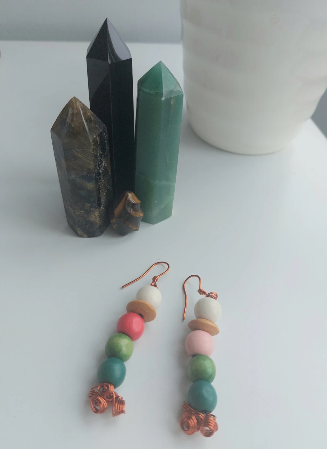 Handmade Copper Beaded Earrings - photo 2