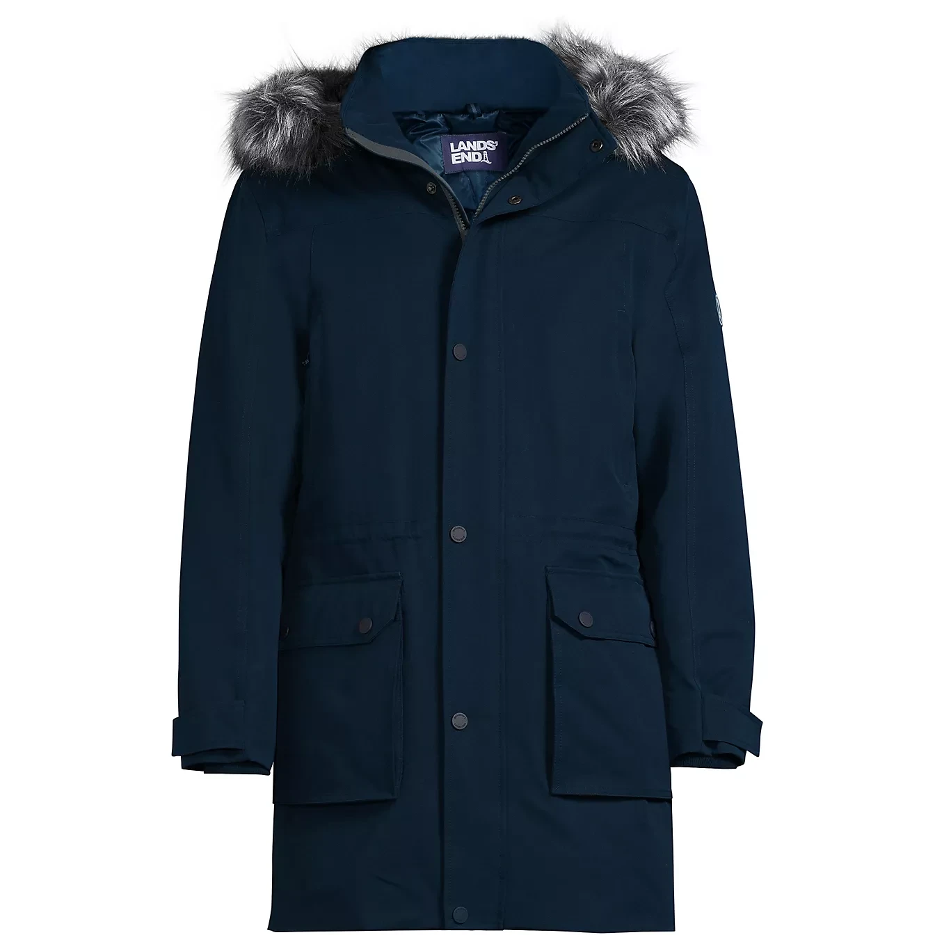 Lands' End Expedition Down Parka Brilliant Navy Fur Hood