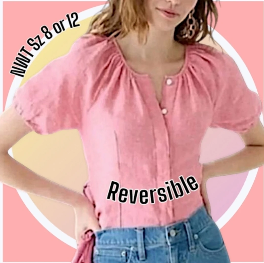 NWT Sz 8 J Crew Reversible V Back Linen Scoop Neck Top 🏆